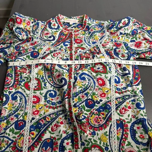 Love The Label Small Colorful Megan Elodie Paisley Floral Beautiful Blouse Top - Picture 9 of 10